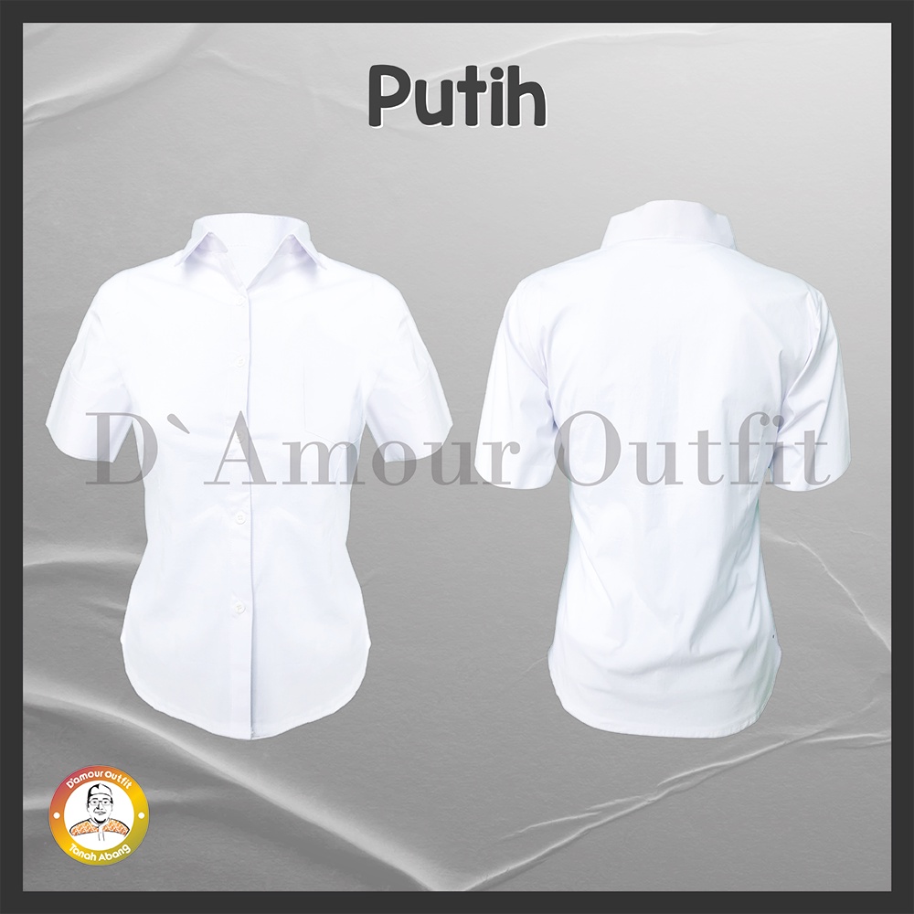 Kemeja Formal Wanita Lengan Pendek Hem Warna Putih Hitam Polos Pakaian Kerja Kantoran Perempuan Bahan Katun Premium Baju Atasan Kantor Cewek  Korean Casual Jumbo Big Size  Ori Import