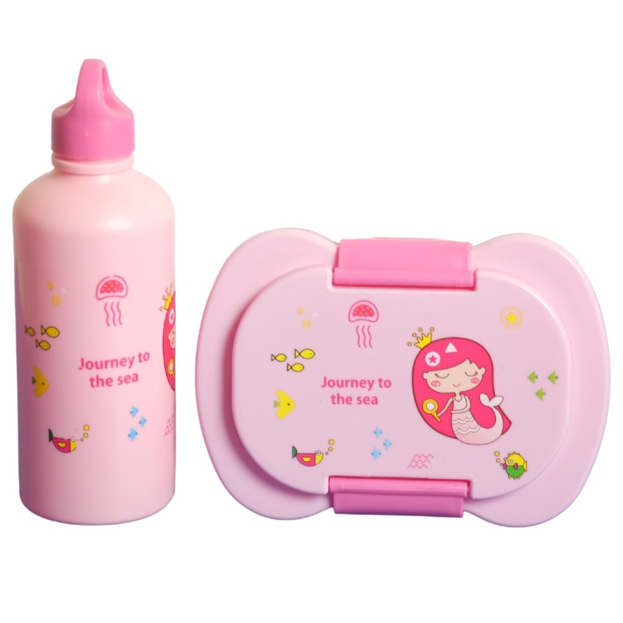 Kotak Makan Anak Perempuan Lucu Set Anti Tumpah FREE Botol Minum / Tempat Bekal Makanan