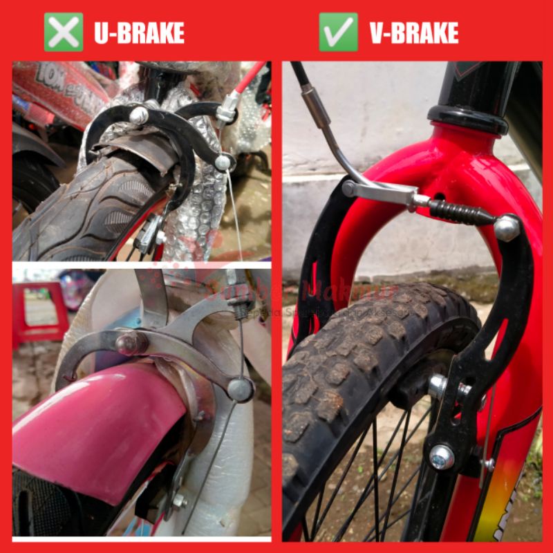 Kampas Karet Kasut Rem Sepeda V-Brake Velg Baut Kunci L Tebal Awet BMX MTB LIPAT