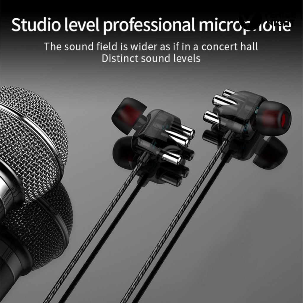 (VNEP) (Berkabel) In-ear Dual Coil Heavy Bass HiFi Sound Sport Earphone dengan Mikrofon untuk HUAWEI