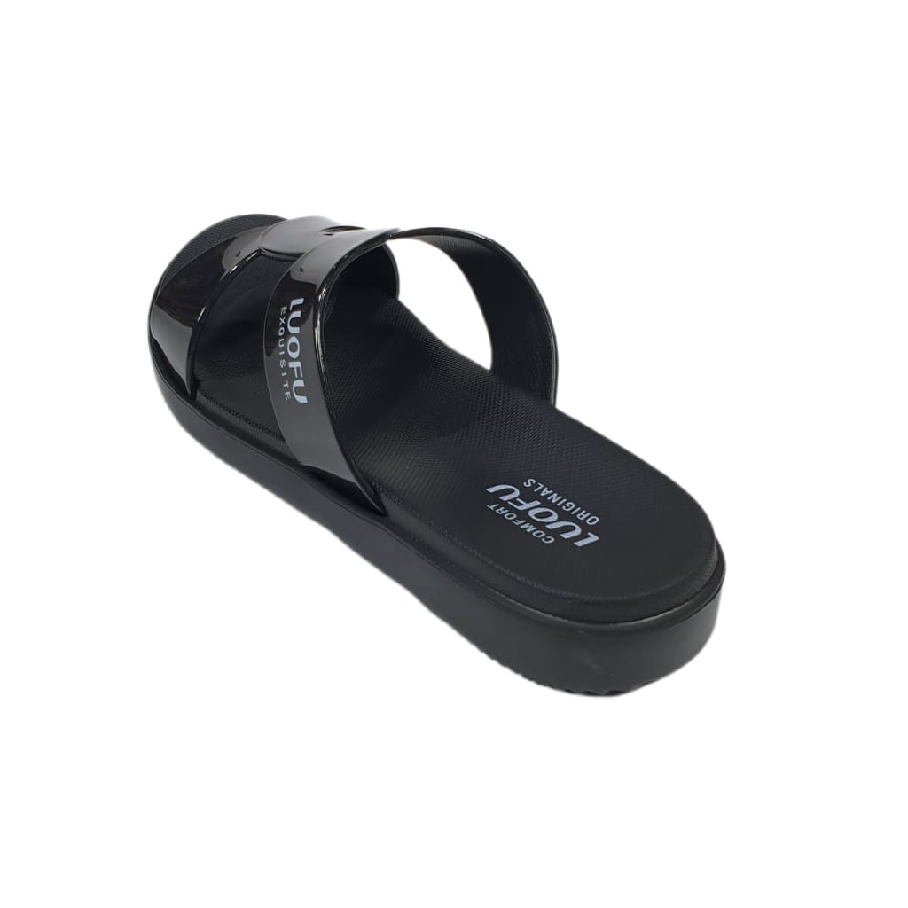 LUOFU ORIGINAL jelly sandal karet selop wanita sendal murah import cewek E7190B-BW6W