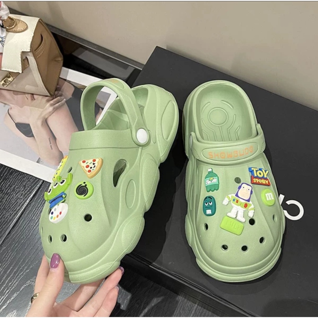 NexXio PROMO Sandal Kodok Slop Wanita Model Toystory Terbaru Import Sandal Crocs Baim Jibbits Toys Unisex + Accesories Import High Quality