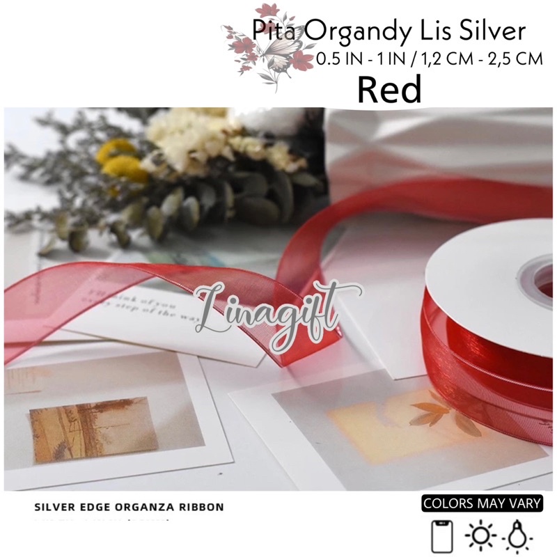 ( 3 Meter ) PITA ORGANDY LIST SILVER - PITA ORGANDI LIS PERAK 1 IN 2.5CM 1 INCH 25MM - HIASAN DEKORASI KADO / PARSEL PARCEL SOUVENIR GOODIE BAG HAMPERS FLORIST RANGKAIAN BUKET BUNGA - ORGANZA CHIFFON TRANSLUCENT SILK SHEER RIBBON