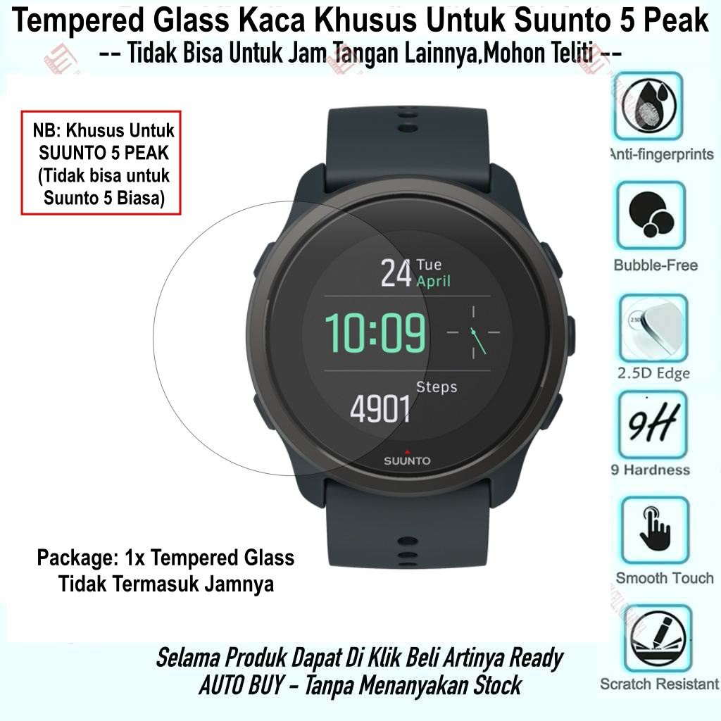 Anti Gores Suunto 5 Peak - Bahan Kaca Tempered Glass Untuk Pelindung Layar