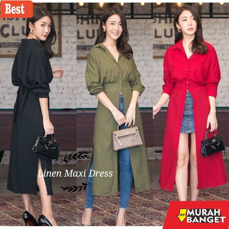 model dress terbaru 2022 Linen Maxi Dress 934