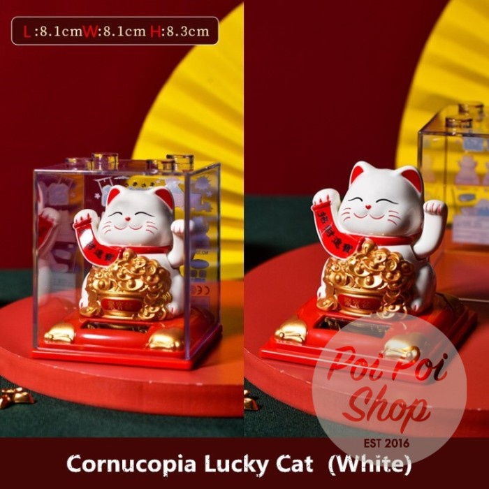 

Patung Pajangan Kucing Hoki Lucky Cat Block Solar Dashboard Mobil - 1 - Putih