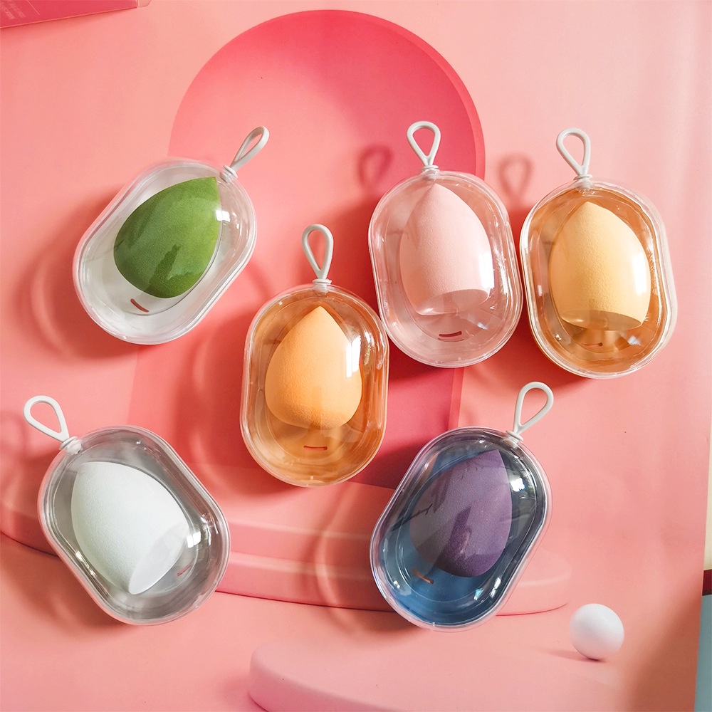 4pcs Spons Makeup Bahan Katun Lembut Warna Permen Dengan Holder