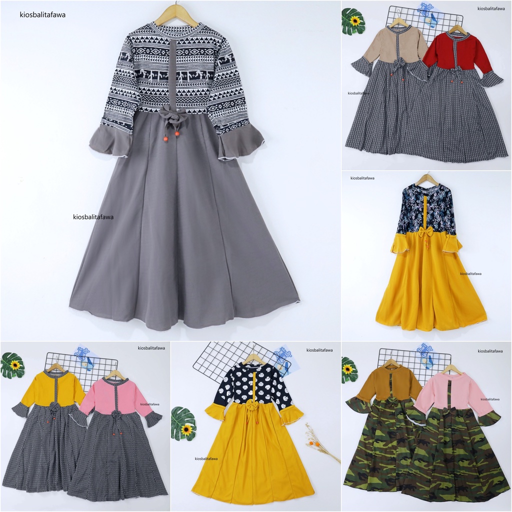 Gamis Farissa 6-7 Tahun / Baju Anak Muslim Dress Panjang Ngaji Murah Lengan Anak Perempuan Syar’i