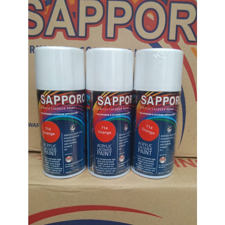 saporo acrylic lacquer paint pilok pilox cat spray sapporo 150ml saporo 714 orange gloss glossy 150ml