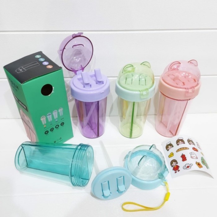 [COD] Botol Minum 2 Sisi 2 Sedotan Botol Minum Anak Karakter Tk Tempat Minum TERBATAS