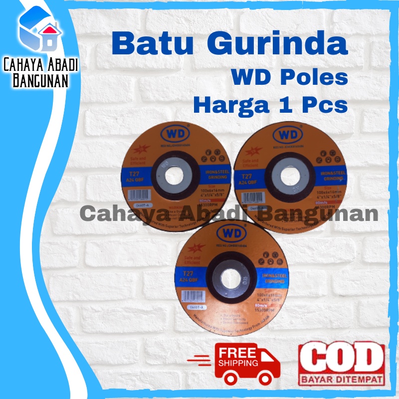 Batu Gurinda / Gerinda Poles / Slep / Asah WD 4&quot; x 6mm / 4 inch / 4x6