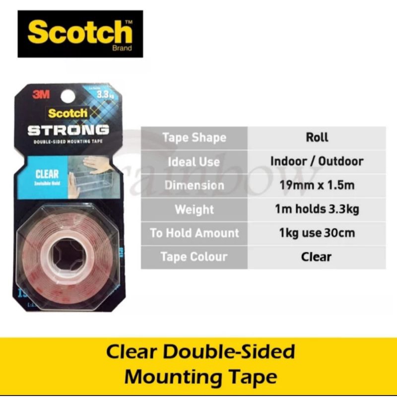 

3M Scotch Double Sided Tape Clear Indoor dan Outdor