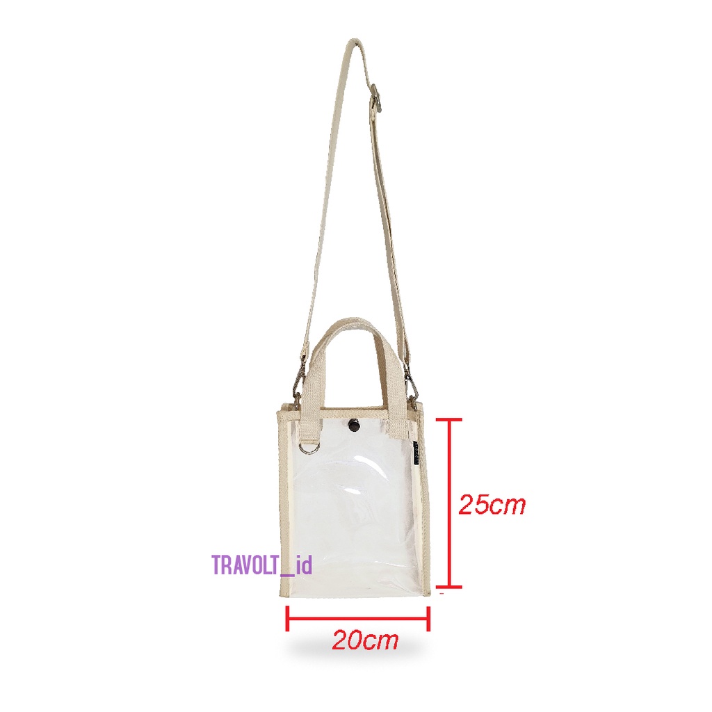 Tas Selempang Transparan - Travolt - Sling bag- Tas PVC Mika tebal - Tas Konser KPOP - Hand bag Tas Selempang - Jungpal s
