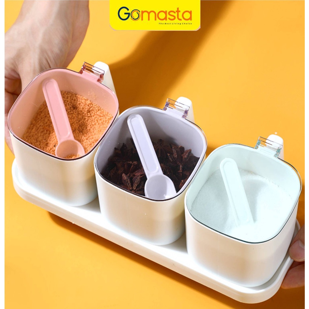 Murah Lebay GO-TG02 Wadah Penyimpanan Bumbu 3in1 Gula, Garam, Merica, Wadah Serbaguna