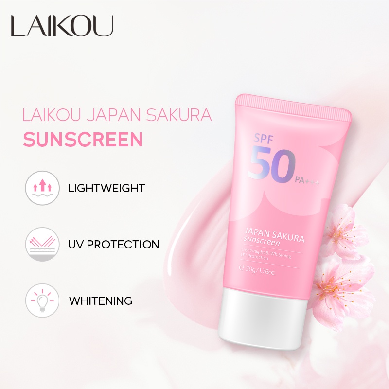 LAIKOU Sakura Memudarkan Noda Serum SPF50 Sunscreen Mencerahkan Mengurangi Kerutan Krim 4 pcs/Set