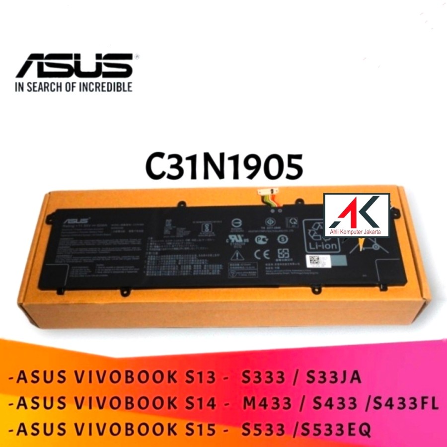 baterai ASUS VivoBook S13 S333JA S14 S433FA S433FL S15 S533EQ c31n1905