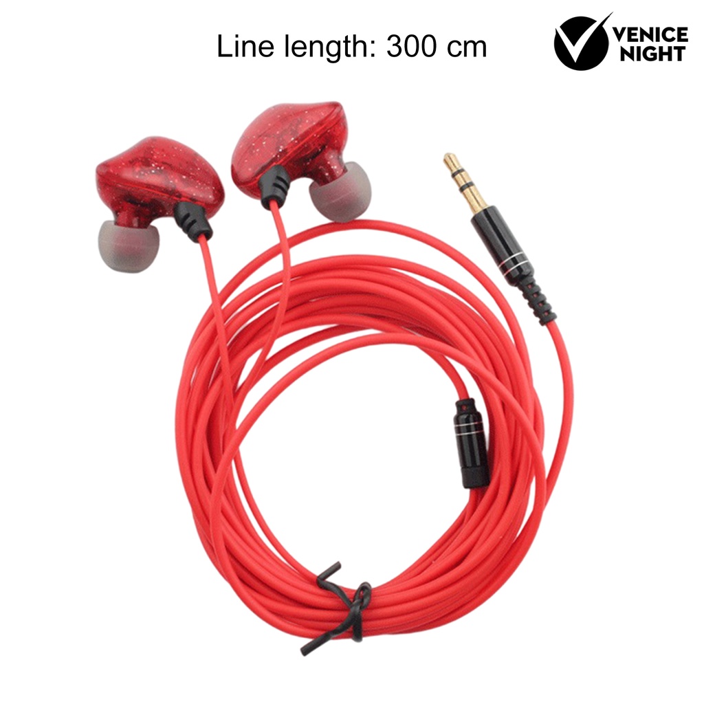 (VNEP) (Berkabel) Earphone In-ear HiFi Stereo Long Cable 3.5mm Plug Music Earbuds Headphone Pemantauan untuk Siaran Langsung