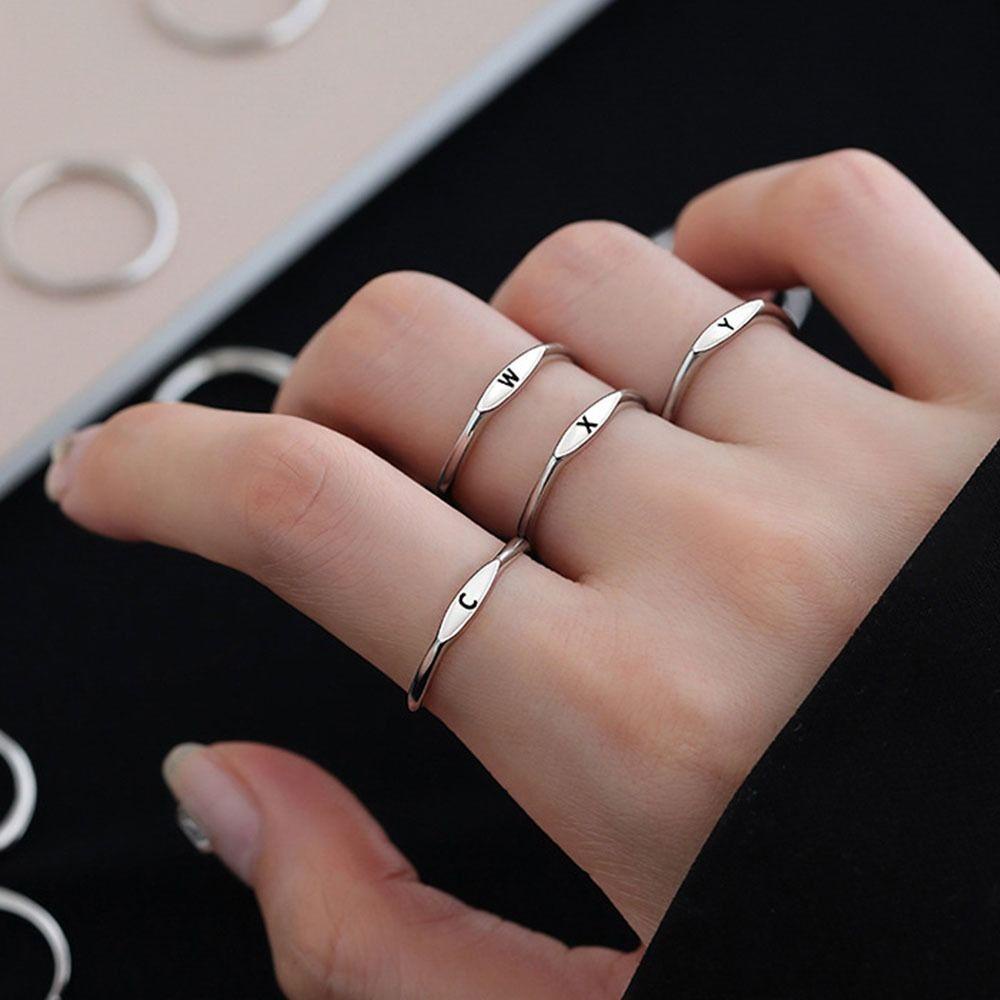 Mxbeauty26 Cincin Alfabet Vintage Sederhana Lucu Kepribadian Hadiah Hari Valentine Cincin Pasangan Perhiasan Gaya Korea