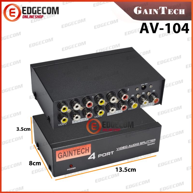 GAINTECH AV SPLITTER 4 Port / Audio Video RCA SPLITTER 4P