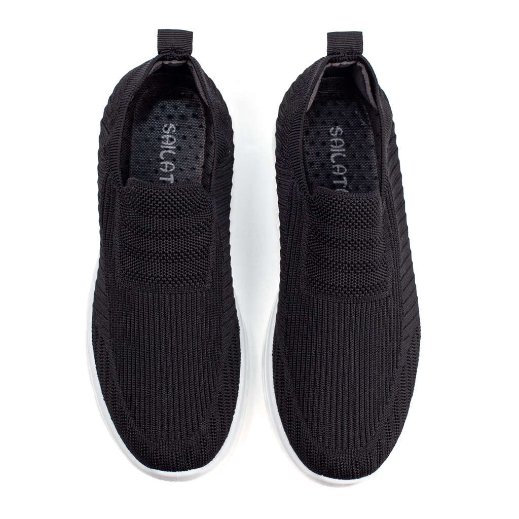 Sepatu Slip On Pria Rajut Import Sport Shoes Casual Fashion Hitam Putih SL932