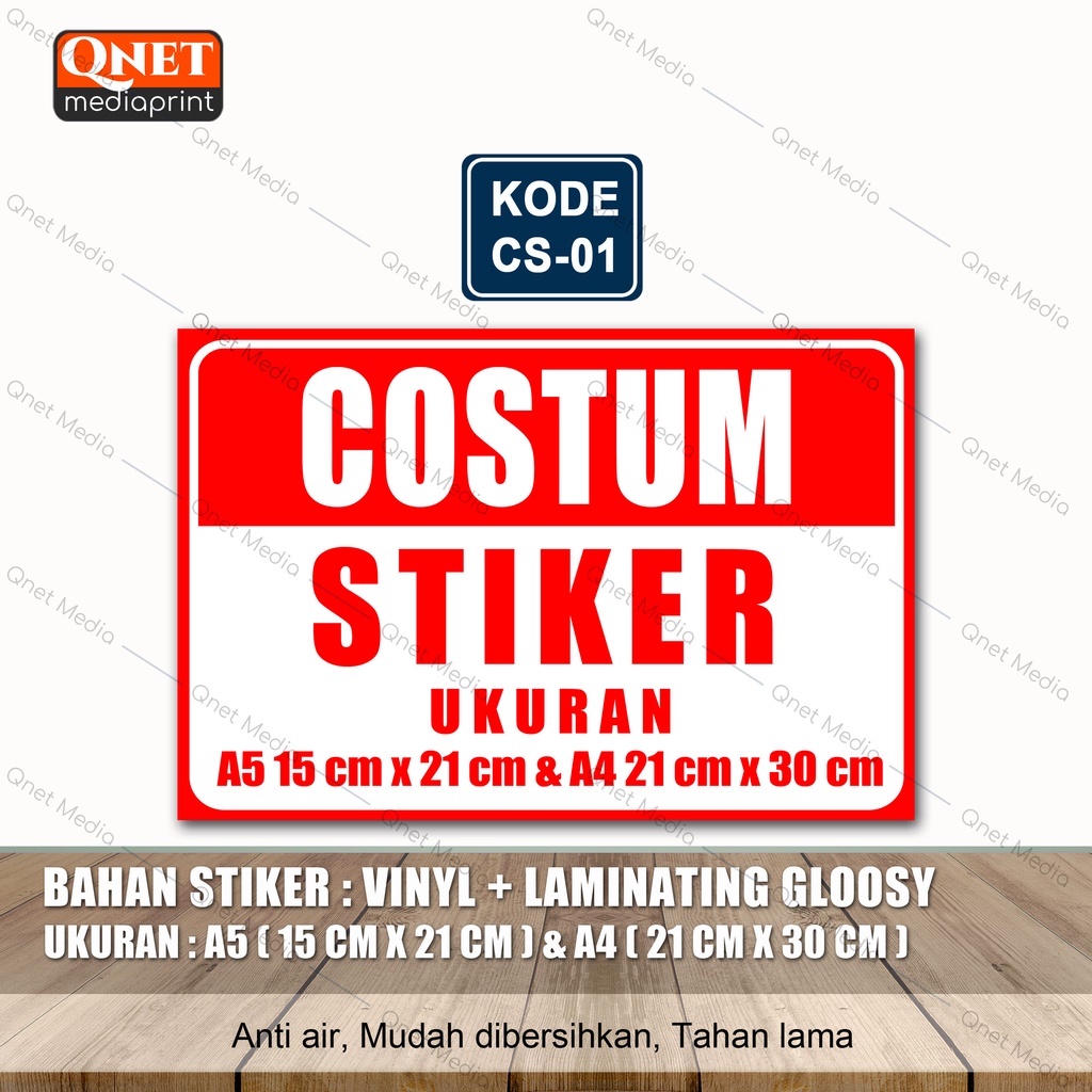 

STIKER COSTUM STIKER TEXT/TULISAN + LAMINASI GLOSSY