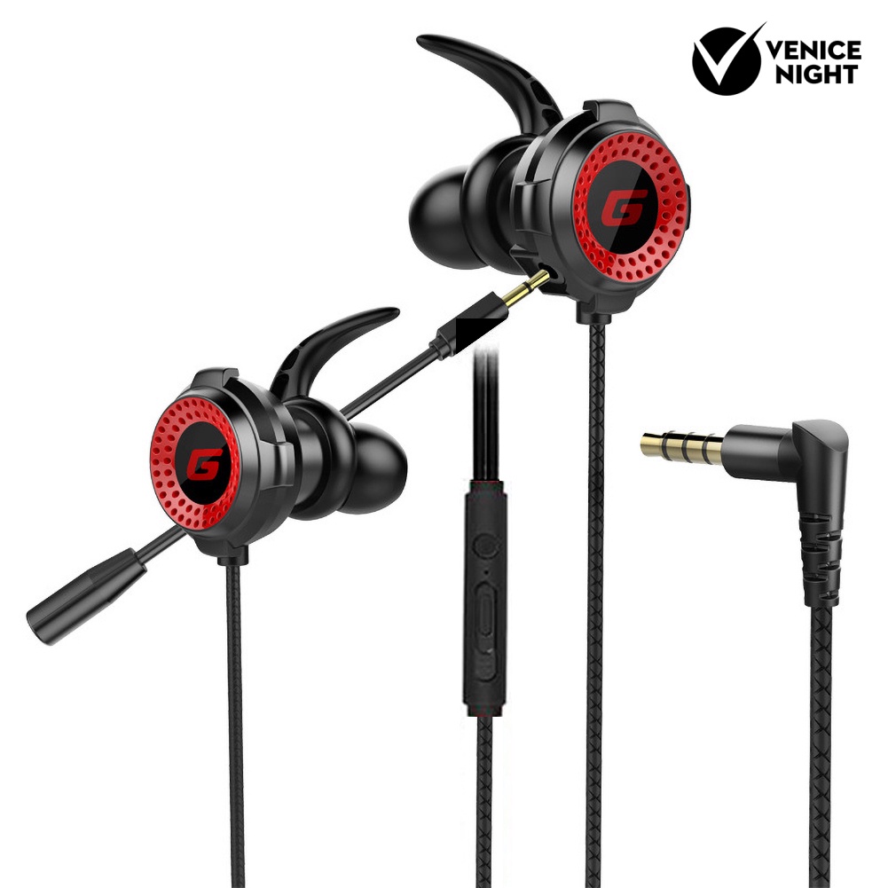 (VNEP) (Berkabel) G20 3.5mm Plug Earphone Gaming Dinamis dengan Mikrofon untuk Ponsel/PC