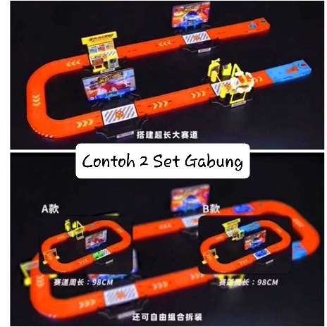 [MS]Mainan Mobil Set Rail Racing Dengan Per / Mainan Mobil Racing / Racing Car With Track And Catapult