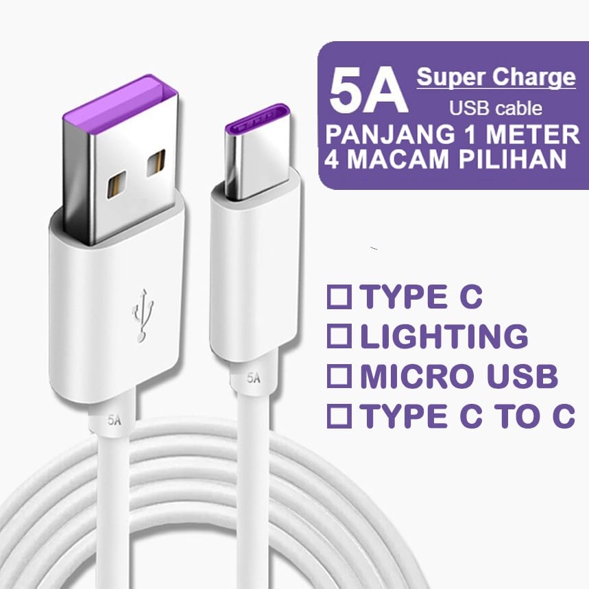 Kabel data Type C fast charging 5A Micro USB kable charger iphone Lightning