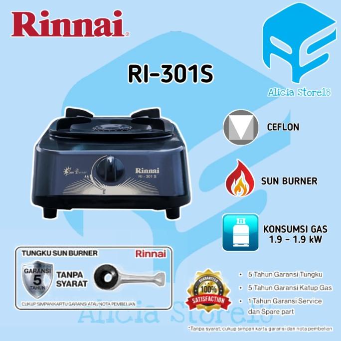 KOMPOR GAS RINNAI 1 TUNGKU RI 301S RI301S RI-301S SATU TUNGKU 301 S