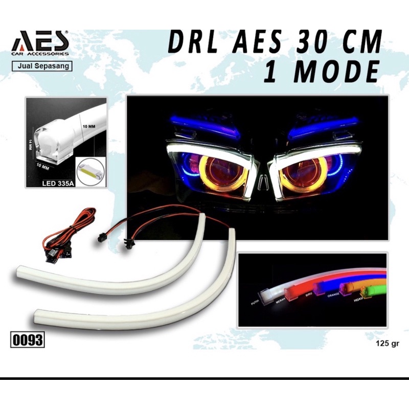 AES ORIGINAL GRADE A PREMIUM LED LAMPU ALIS DRL 30 CM 1 MODE ( isi 2 )