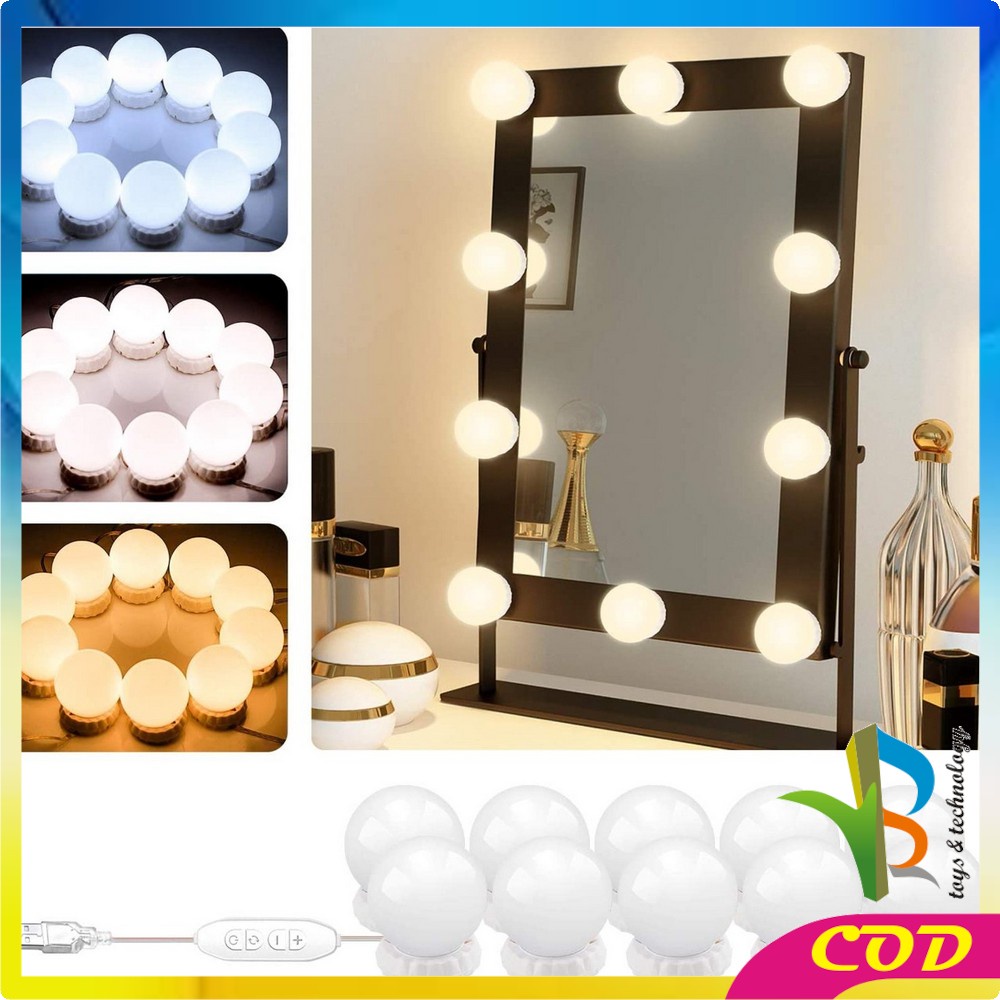 RB-K2 Lampu Led Meja Rias Make Up | Lampu Kaca Rias Vanity Mirror Light ( 10 Bohlam )