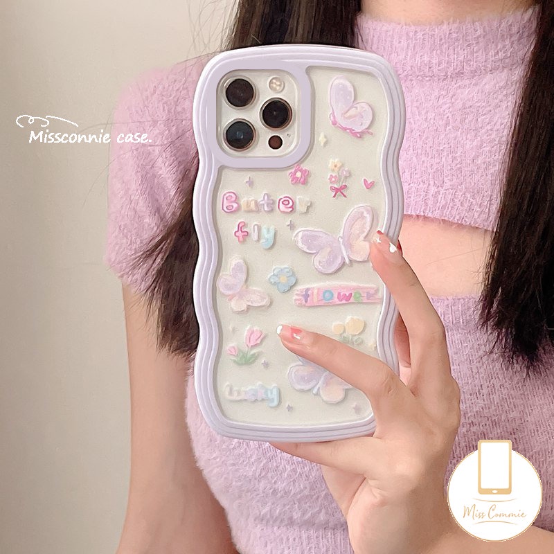 Realme 9i C55 C53 C35 10 C33 9 Pro+8i C15 C12 C25Y C11 C25s C17 C25 C30 C21Y 8 7 7i 6i 5i C3 5 5s 8Pro C20A C20 C11 2021 C20A C1 C2 Gelombang Kupu Kartun Lucu Casing Soft TPU Tepi