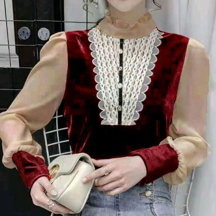 8721 Baju atasan blouse blous blus bluse blues blose kerja kantor pesta kondangan Korea Korean style