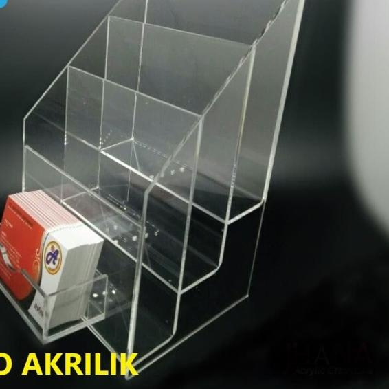 Tempat Brosur 3 Susun Akrilik / acrylic Ukuran A5 TB40 + ID Card Hold