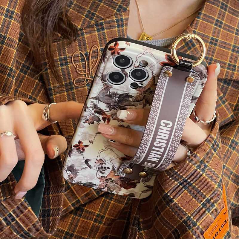 CHRISTIAN DIOR Casing Silikon IPhone Xr Xs 14 Plus Ip 11 12 13 14 Pro Max Motif Daun Musim Gugur Untuk Wanita