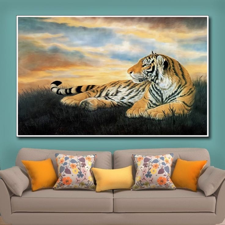 Hiasan Dinding Poster Gambar Harimau Xtra Jumbo Besar Best seller Ukuran 100x70cm 150x100cm 200x100c