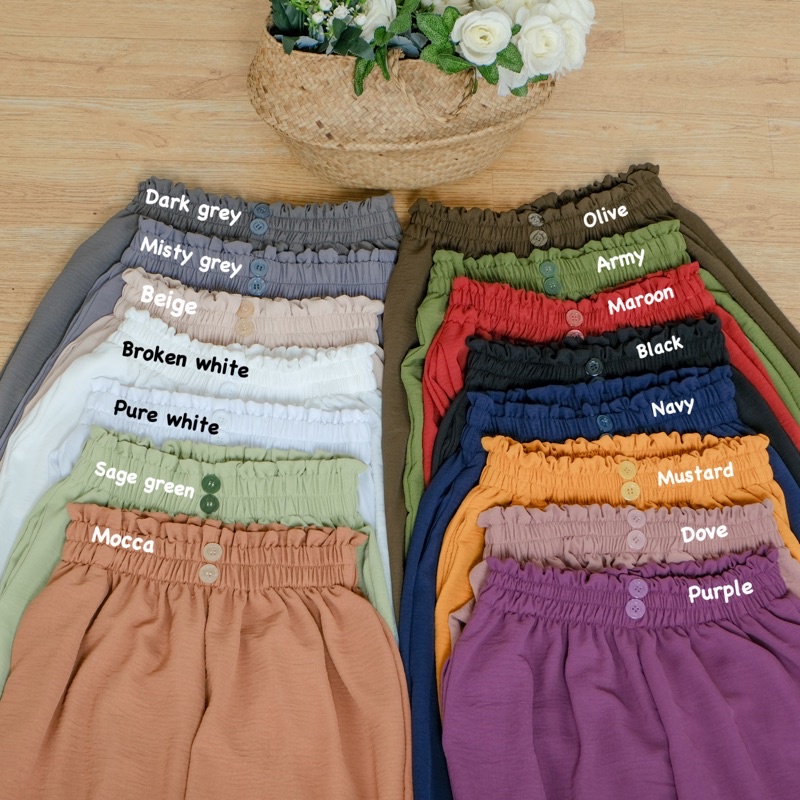 Kavita Pants Kulot Celana Crinkle Karet Kancing Dua