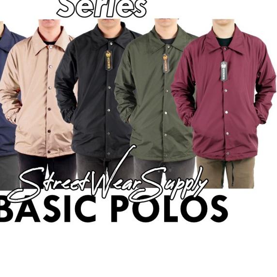 COACH JAKET / WINDBREAKER / JAKET PARASUT PRIA / JAKET POLOS BLACK - Hitam, M