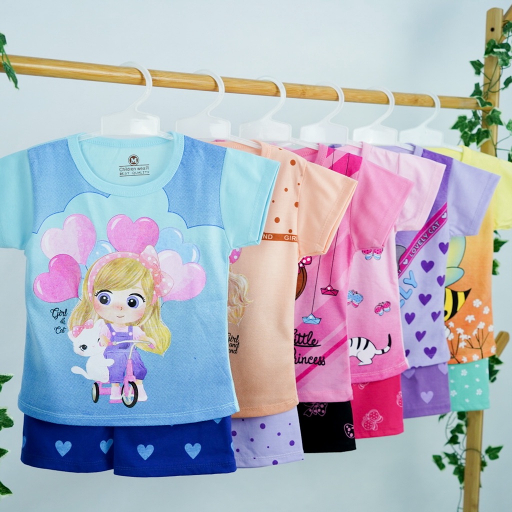 SETELAN KAOS ANAK PEREMPUAN 1-7 TAHUN - NEW CUTE FULLPRINT