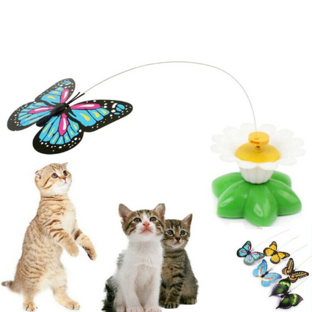 Mainan Interaktif Penggoda Kucing Elektrik Model Butterfly Flower