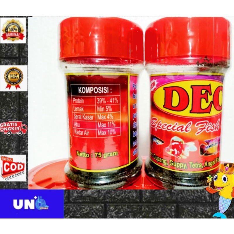 DEO PAKAN PELET IKAN KECIL GUPPY,MOLY,TETRA,CUPANG DLL 75gr