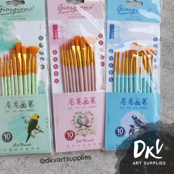 

Giorgione Brush Set G-188 | Kuas Lukis Set 10 Bird Series - Pink