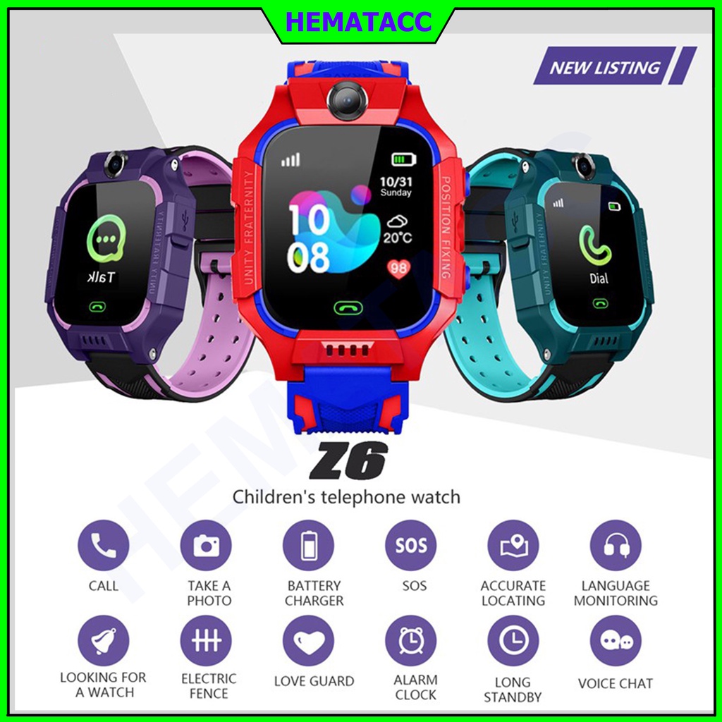 Jam Tangan Anak Pintar Z6 &amp; Q12 Anti Air Pelacak GPS LBS Smartwatch Anak Pesaing Imo Aimo Z6