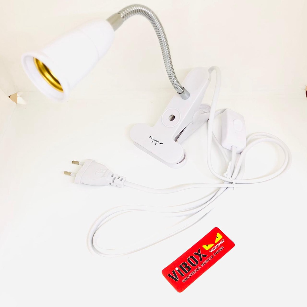 PROMO VIBOX Kawachi Lamp Holder Extension Clip Fitting Sambungan Bohlam Saklar Jepit Meja Clip 30cm / 50cm (COCOK  UNTUK JADI LAMPU TIDUR DAN LAMPU BELAJAR TINGAL BELI BOHLAM AJA)
