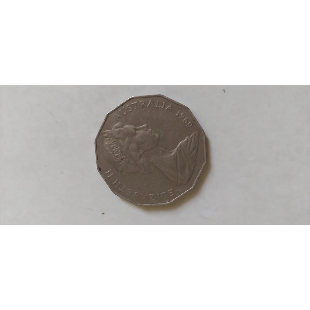 koin perak 50 Sen Australia Tahun 1969