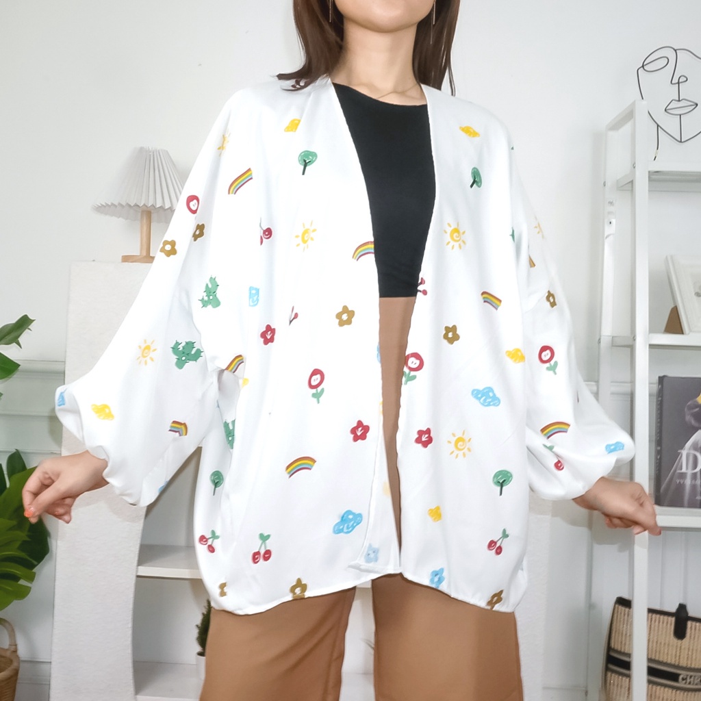 Kiyowo Outer Motif Lengan Balon Wanita / Cardigan Motif