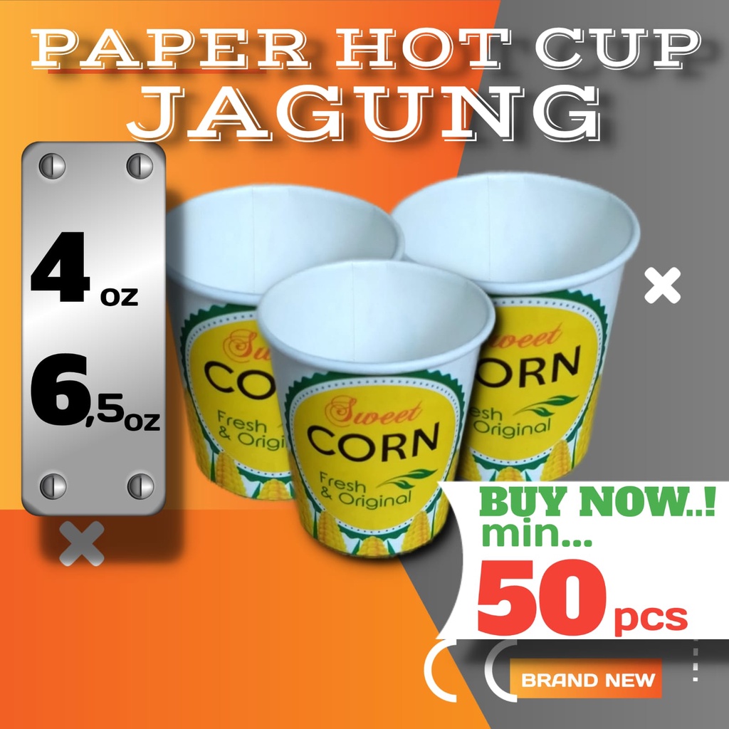 Paper Cup Jagung Jasuke Papper Peper Tempat Gelas Cangkir Mug Hot Kertas Plastik Kopi Murah Mini Praktis Ice Cream 4 Oz 6,5 Oz 120 ml 190 ml
