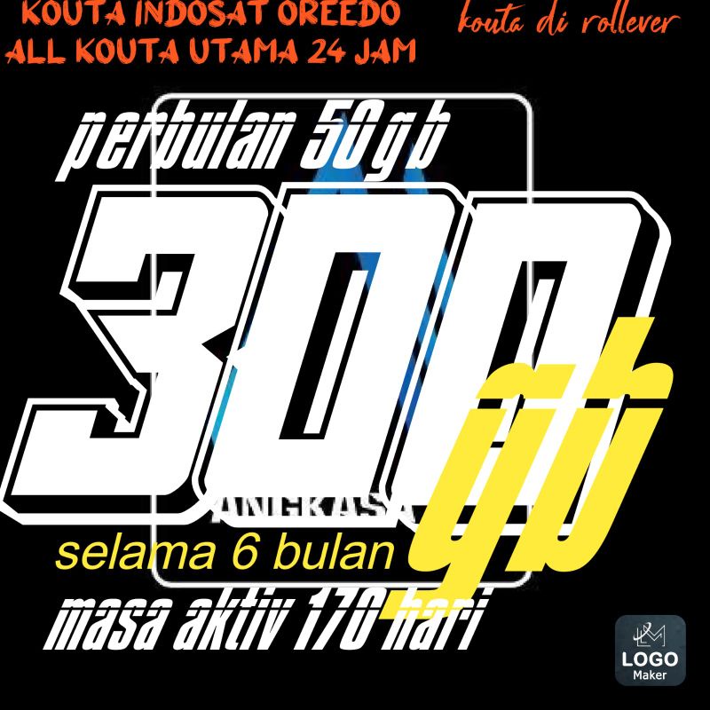 PAKET KUOTA INDOSAT 300GB 6BULAN FULL KUOTA 24 JAM GARANSI