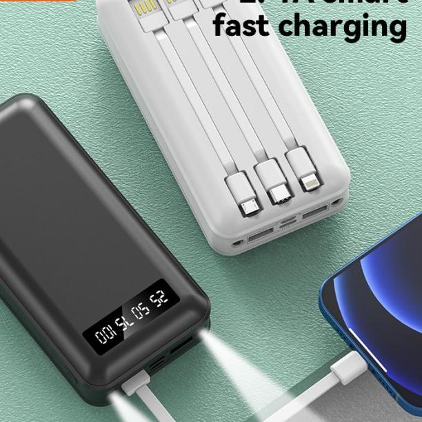 PowerBank 20000 mah Power Bank Murah Mini Dual USB LED BASIKE Fast - Putih 20000mah