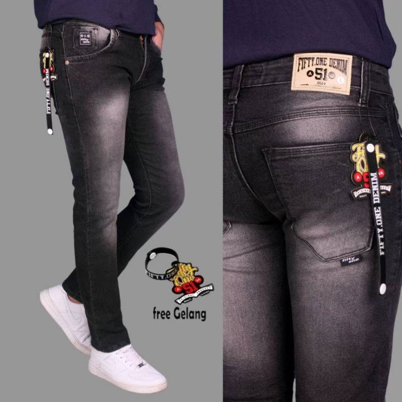 celana panjang jeans fifty one pria / jeans panjang pria slim fit / jeans pria slim fit  / jeans pensil pria